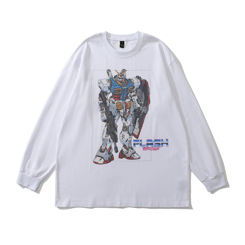 Men Long Sleeve Shirt Hiphop Printed Long Sleeve T-shirt Men's and Women's Loose round Neck