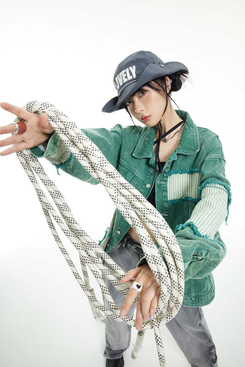 Unisex Jacket Autumn Irregular Stitching Denim Clothing Women's Clothing