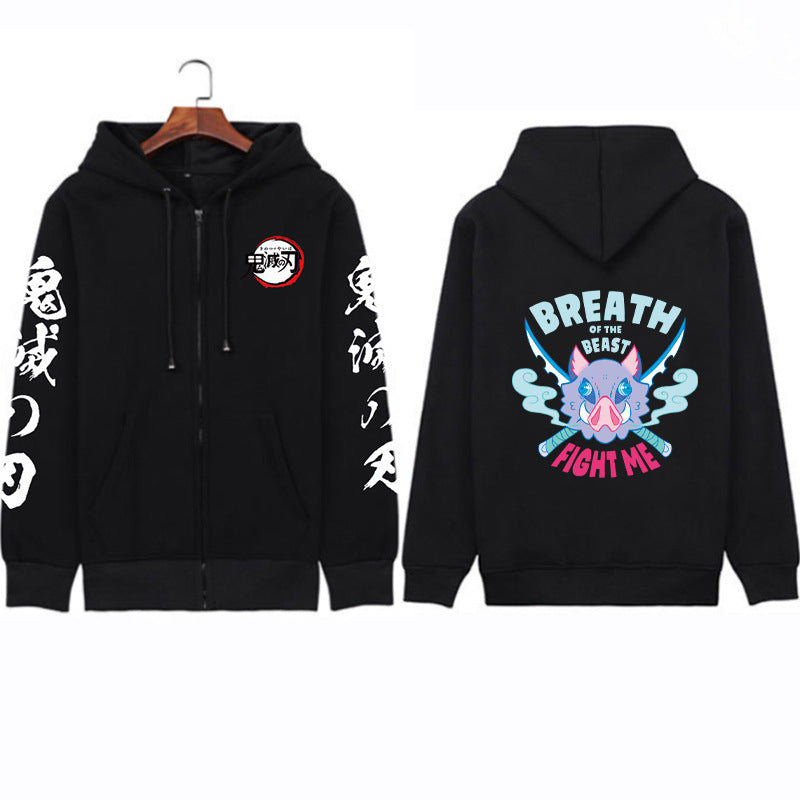 Harajuku Anime Demon Slayer Women Zip Hoodie Kamado Nezuko