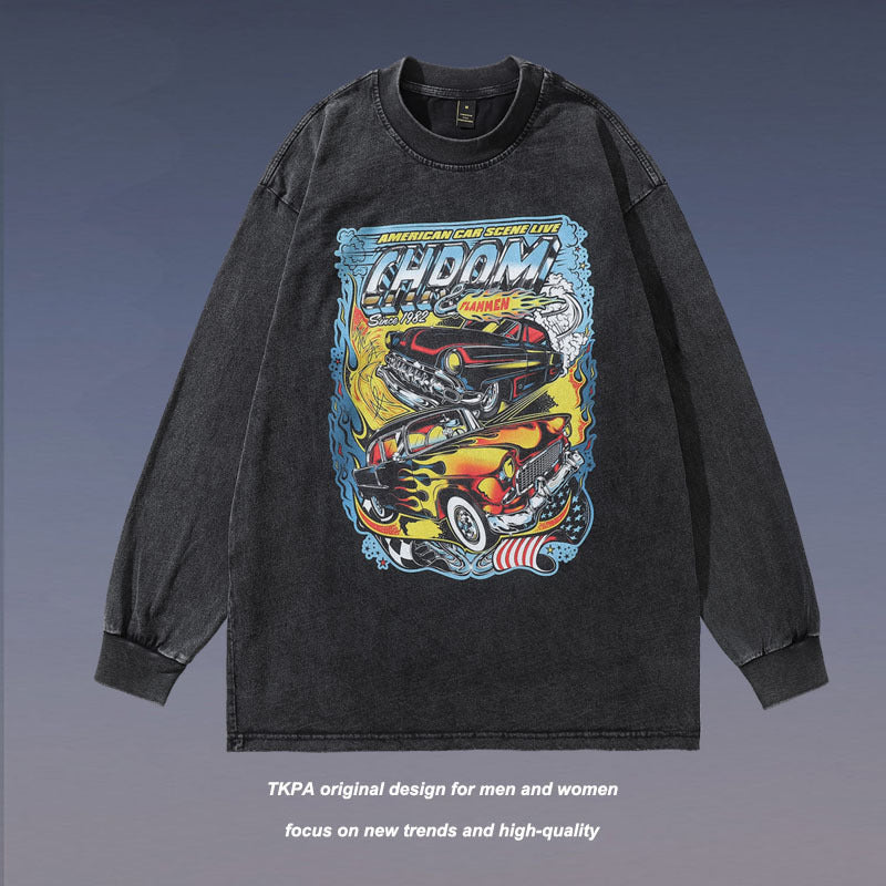 Men Long Sleeve Shirt Printed Long Sleeve T-shirt Men and Women Couple's Tops