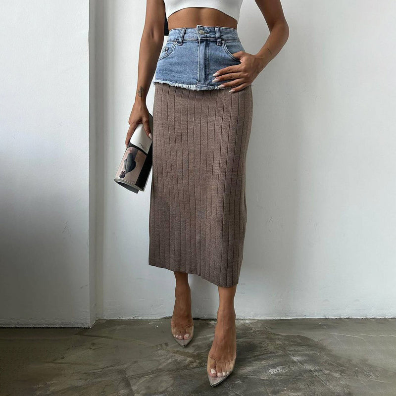 Women Desses Denim Patchwork Skirt Spring Women's Skirt