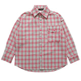 Men Long Sleeved T Shirt Letter Embroidered Street Lapel Long Sleeve Shirt Autumn Loose Fine Plaid Shirt