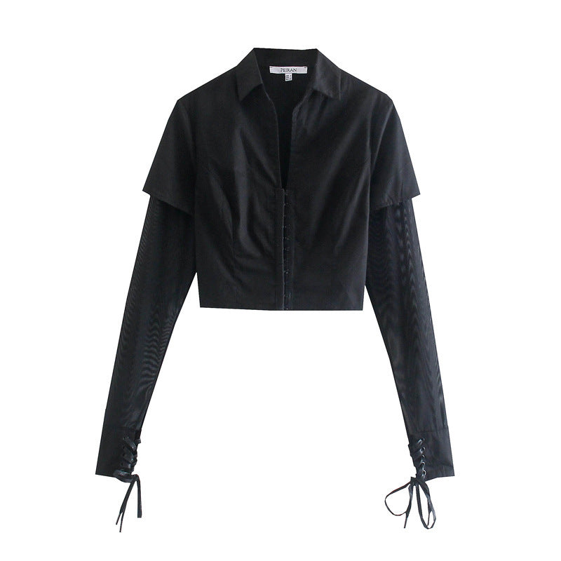 Women Skirt Fall Ins Lapel Shirt Skirt Outfit