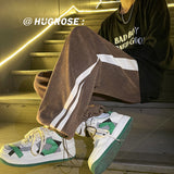 Men Sweatpants Corduroy Loose Straight Wide Leg Pants