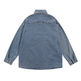 Men Long Sleeved T Shirt Embroidered Mickey Donald Duck Long Sleeve Shirt Men's Ins Trendy Denim Jacket