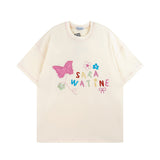 Men T Shirt Letter Puff Print Short Sleeve T-shirt for Men and Women