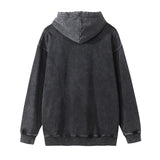Men Hoodie Washed Distressed Hooded Sweaters Menswear Casual Loose Long Sleeve