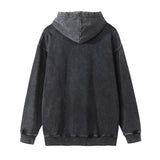 Men Hoodie Rose Worn Looking Washed-out Hooded Sweater Men's Autumn and Winter Loose