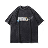 Men T Shirt Vintage Print Short Sleeves T-shirt Men's All-Match