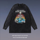 Men's Long Sleeve Shirt Vintage Washed and Worn T-shirt Men's INS All-Match Bottoming Shirt Top