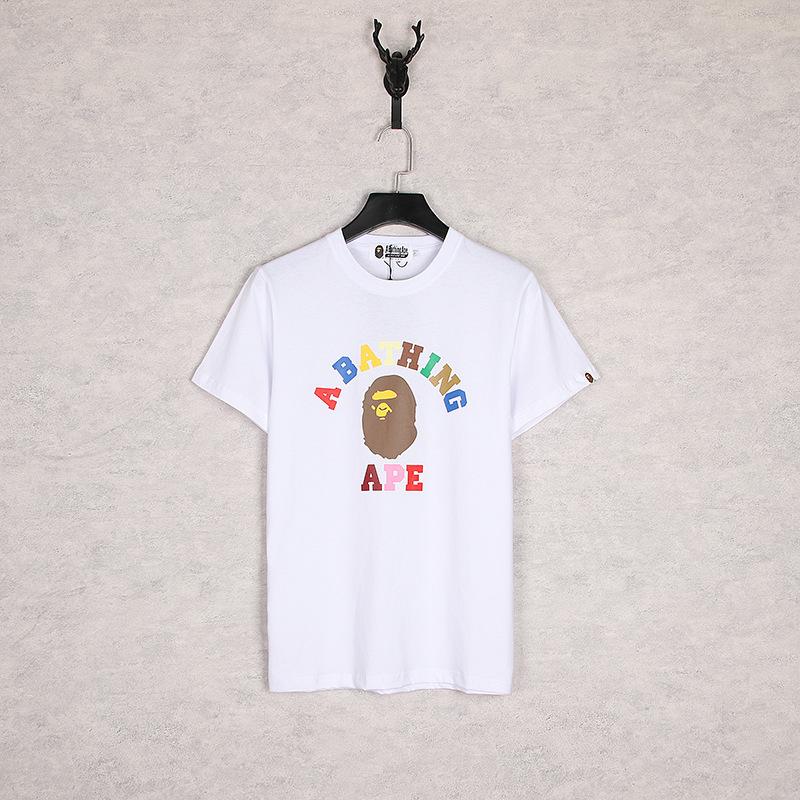 Bathing Ape T Shirt Spring and Summer Ape Head Color Letter Print Short-Sleeve Loose Couple Casual T-shirt