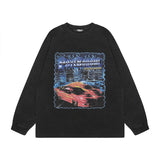 Men Long Sleeve Shirt Retro Washed Distressed Long Sleeve Bottoming T-shirt for Men and Women
