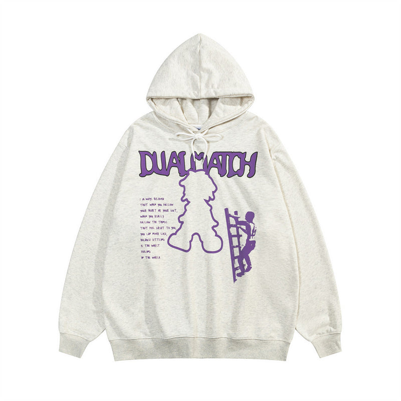 Men Hoodie Cartoon Letter Print Hoodie