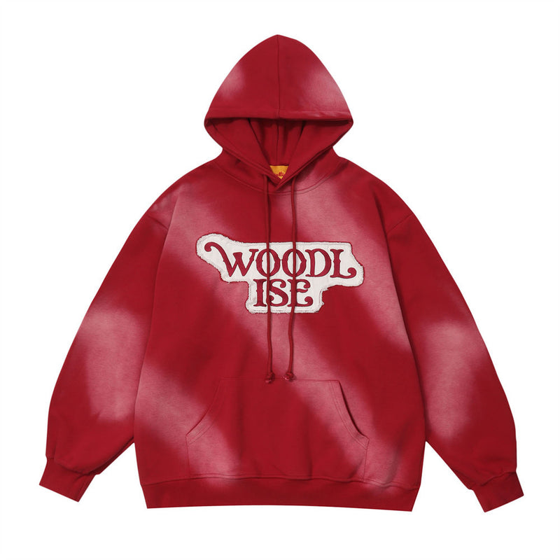 Men Hoodie Inkjet Printed Hoodie Paste Cloth Embroidery Letters