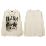 Men Long Sleeve Shirt Graffiti Necklace Personalized Couple Long Sleeve T-shirt Bottoming Men and Women