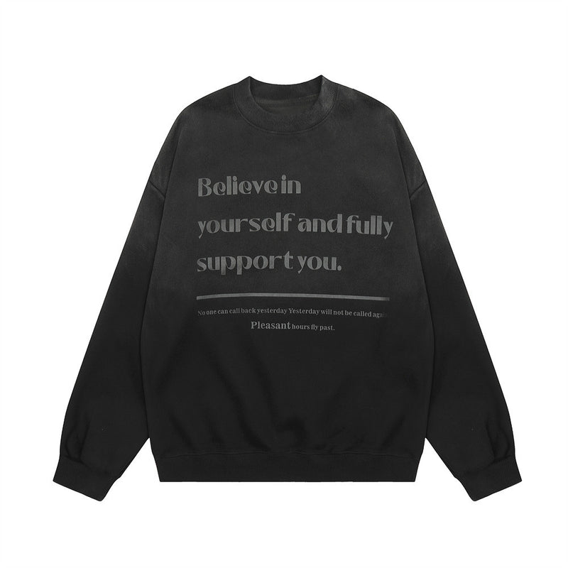 Men Hoodie Letter Print Sweatshirt Spring and Autumn Leisure Long Sleeve Men