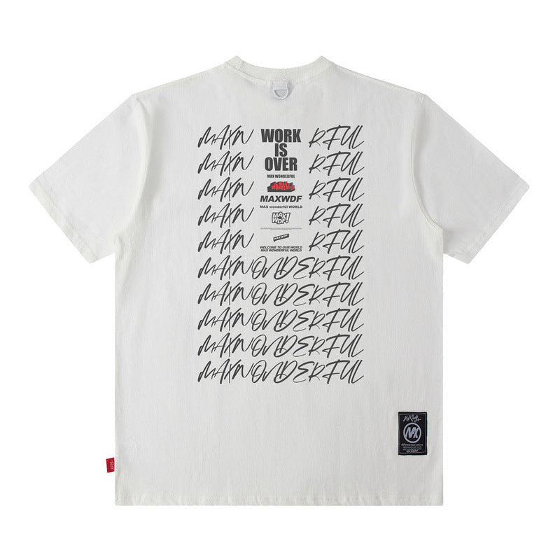 Men T Shirt Vintage Letter Print Short Sleeve T-shirt Men and Women Casual