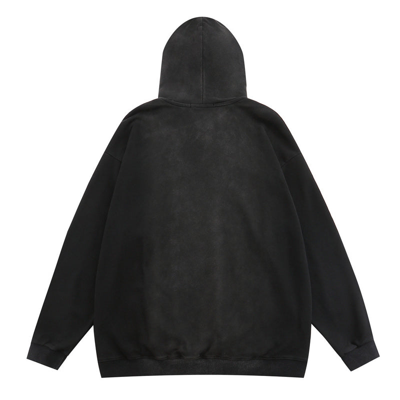 Men Hoodie Tie-Dye Gradient Hooded Sweater Inkjet Letter Printing Loose