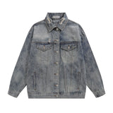 Men Denim Jacket Men's Autumn Loose Wash Distressed Coat