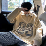 Men Hoodie Autumn Sweater Male Half Zipper Retro Fashion Brand Loose Top Coat