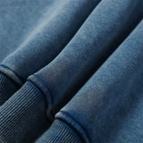 Men Fleece Lined Hoodie Letter Embroidery Washed and Worn Hooded Sweater Men's Loose Street Pullover Hoodie