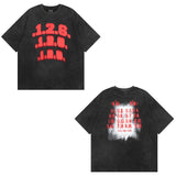 Men T Shirt Retro Washed Loose Half Sleeve Fashion Brand Hiphop Short Sleeve