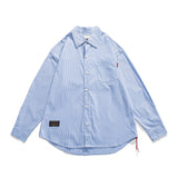 Men Long Sleeved T Shirt Vertical Striped Long Sleeve Shirt Men's Casual round Hem Shirt Loose Outer Fashion