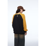 Unisex Hoodie University Style Patchwork Easy Matching round Neck Sweater for Men and Women