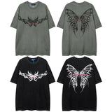 Men T Shirt Washed and Worn Short-Sleeved T-shirt Men's Retro