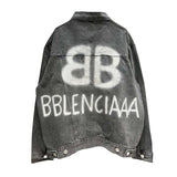Graffiti Bomber Jacket Graffiti Cola Embroidery Denim