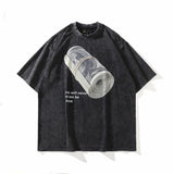 Men T Shirt Printed Short-Sleeved T-shirt Men's American Retro Top