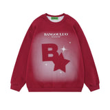 Men Hoodie Star Letters Printed Pullover Sweatshirt