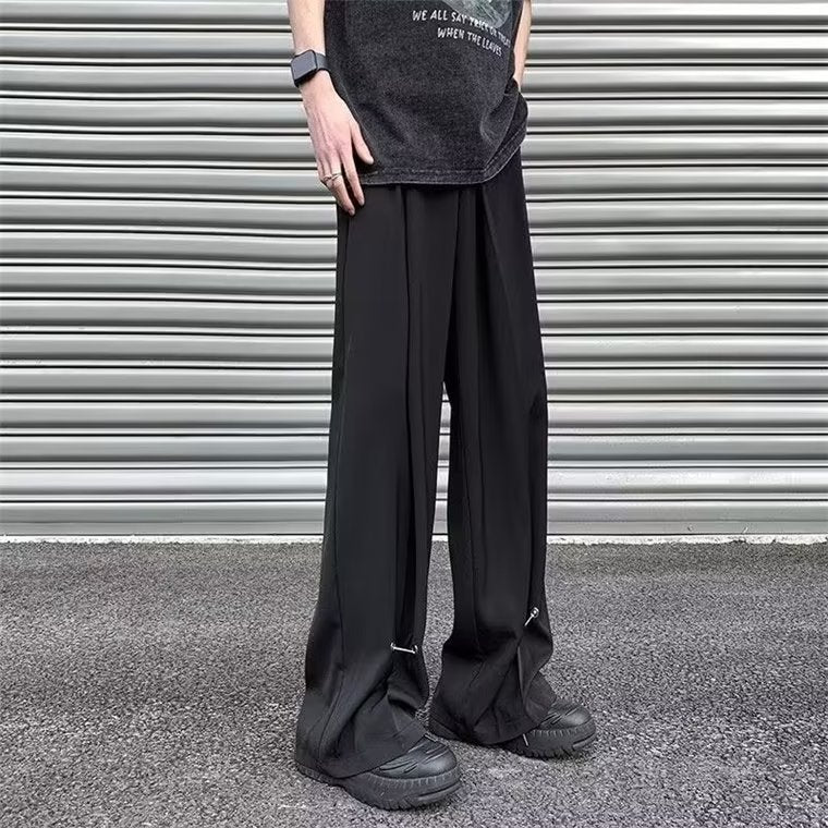 Men Sweatpants Summer Thin Ice Silk Straight Casual Trousers Ruan Handsome