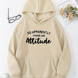 An Attitude Print Hoodies Drawstring Kangaroo Pocket