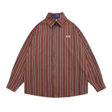 Men Long Sleeved T Shirt Vertical Striped Long Sleeve Shirt Outer Wear Men's Spring and Autumn Loose Casual