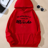 An Attitude Print Hoodies Drawstring Kangaroo Pocket