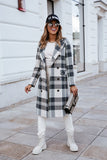 Plaid Trench Coat Fashion Plaid Woolen Coat Overcoat Women