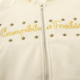 Women Hoodie Letter Cropped Hoodie Loose Long Sleeve Cardigan Jacket