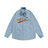 Men Long Sleeve T Shirt Men's Cartoon Animal Bowknot Shirt Cardigan Outerwear