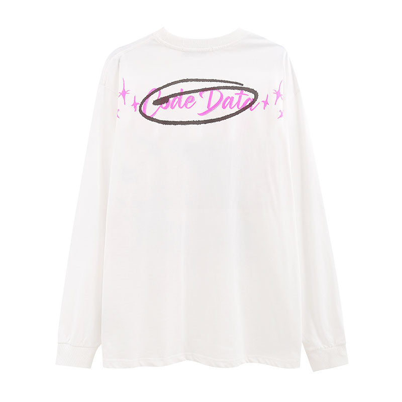 Men Long Sleeve Shirt Printed Long Sleeve T-shirt Men and Women Hip Hop Versatile Base