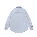 Men Long Sleeved T Shirt Embroidered Denim Long Sleeve Shirt Men Spring and Autumn Wash Water Denim Shirt Coat