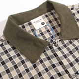 Men Long Sleeved T Shirt Retro Plaid Long Sleeve Shirt Men's Embroidery Loose Shirt Coat Spring and Autumn