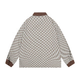 Men Long Sleeved T Shirt Contrast Color Long Sleeves Shirt Spring and Autumn High Street Loose Turn Button Shirt