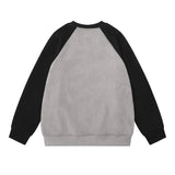 Men Hoodie Raglan Sleeve Crew Neck Pullover Sweatshirt Stitching Five-Pointed Star Printed Spring and Autumn Loose Top
