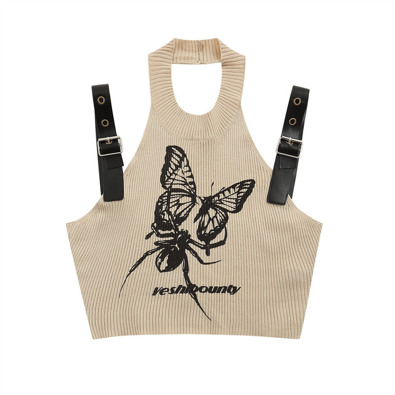 Women's Vest Printed Knitted Vest Women's Short Camisole