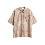 Unisex Jacket Fall Short Sleeve Plaid Shirt Women's Clothing
