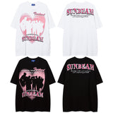 Men T Shirt Letter Graffiti Couple Men and Women Hip Hop Casual Short Sleeve T-shirt