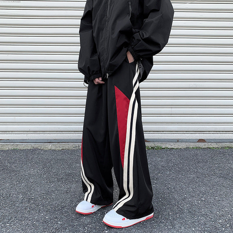 Men Sweatpants Vintage Stripe Sports Pants Men's Spring Hip Hop Loose