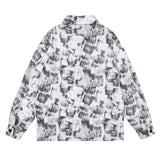 Men's Long Sleeve T Shirt Printed Long Sleeve Shirt Men's Ins Loose Casual Print Shirt