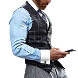 Men's Suits Vests Fall Winter Fashion Slim-Fit Plaid Vest for Men